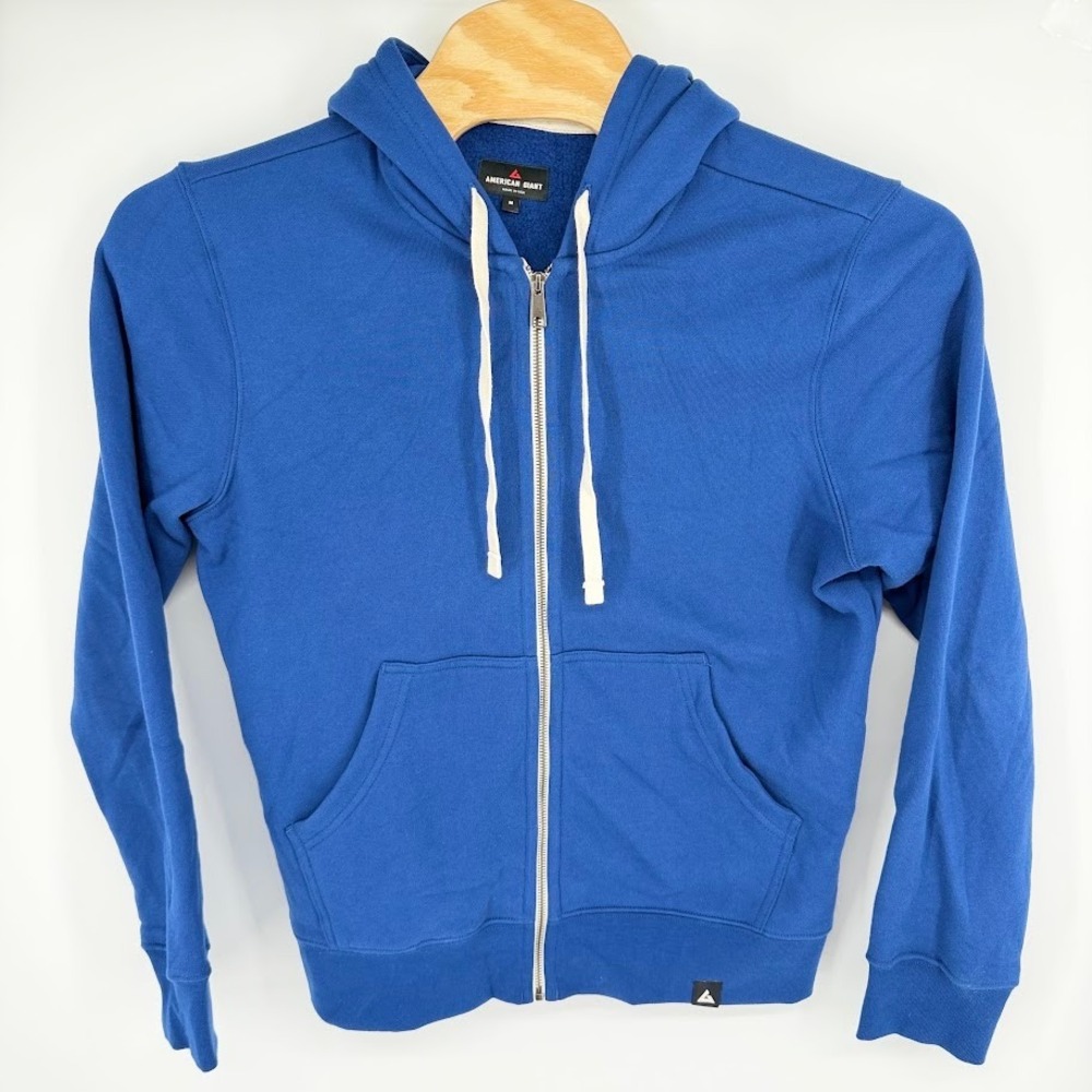 American Giant Carolina Midweight Full Zip Hoodie Men M Estate Blue 100% Cotton